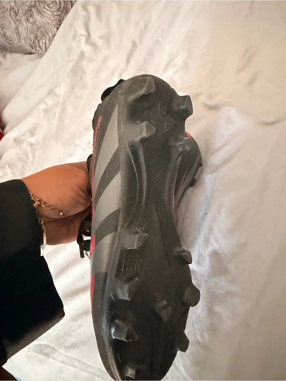 Adidas Predators Black soccer Cleats with Red Accents